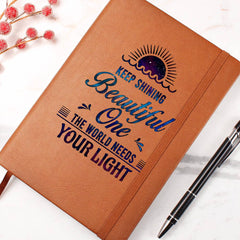Keep Shining Leather Journal – Encouraging Personalized Gift for Her