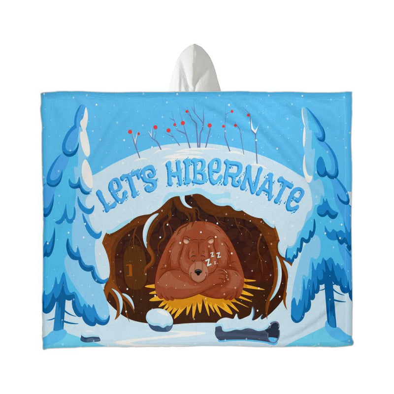 Let’s Hibernate – Hooded Sherpa Fleece Blanket | Cozy Fun Gift