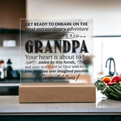 To My Grandpa – LED Acrylic Square Plaque | Personalized Gift for Grandfather